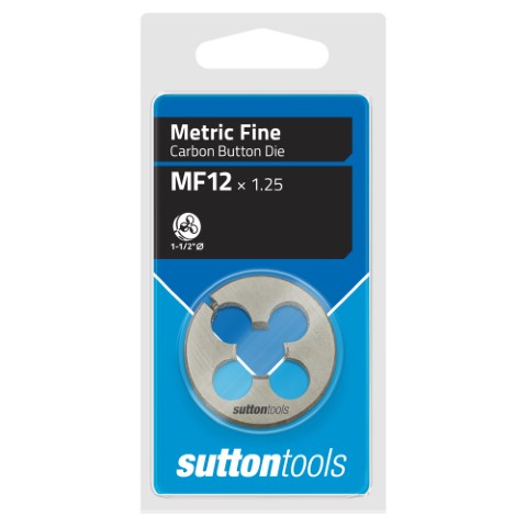 BUTTON DIE CARDED CHROME M10-1.25 X 1-1/2 O.D - SUTTON 